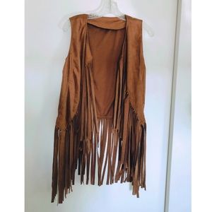 Faux Suede Fringed Vest